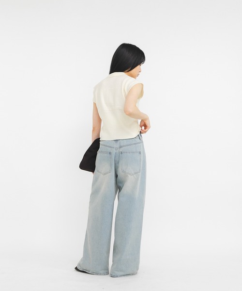 KBF(ケイビーエフ)の「スリーブレスニットシャツ(ニット/セーター・レディース・グリーン系その他/ベージュ系その他/アイボリー/ブラック・ONE)」の11枚目の写真