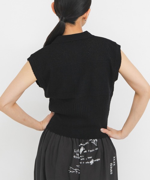 KBF(ケイビーエフ)の「スリーブレスニットシャツ(ニット/セーター・レディース・グリーン系その他/ベージュ系その他/アイボリー/ブラック・ONE)」の14枚目の写真