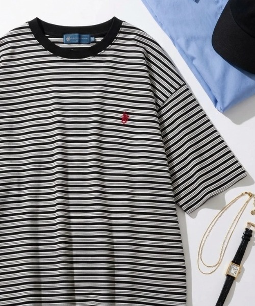 BEVERLY HILLS POLO CLUB(ビバリーヒルズポロクラブ)の「2026SS BEVERLY HILLS POLO CLUB/ビバリーヒルズポロクラブ オーバーサイズ ワンポイント刺繍 無地/ボーダー 半袖Tシャツ レディース メンズ(Tシャツ/カットソー・レディース・ホワイト/ホワイト系その他/スミクロ/ネイビー/ブルー系その他/ブラック/ブラウン系その他/ブラック系その他・M/L/LL)」の4枚目の写真
