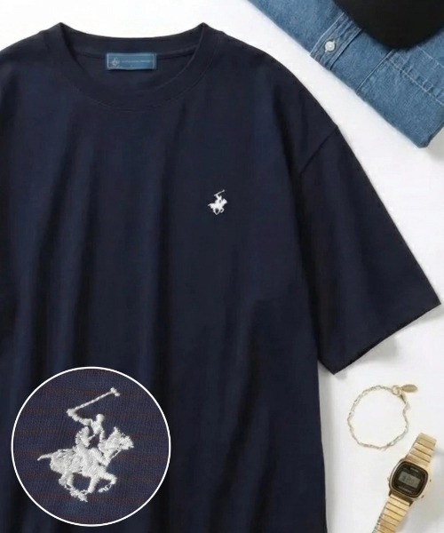BEVERLY HILLS POLO CLUB(ビバリーヒルズポロクラブ)の「2026SS BEVERLY HILLS POLO CLUB/ビバリーヒルズポロクラブ オーバーサイズ ワンポイント刺繍 無地/ボーダー 半袖Tシャツ レディース メンズ(Tシャツ/カットソー・レディース・ホワイト/ホワイト系その他/スミクロ/ネイビー/ブルー系その他/ブラック/ブラウン系その他/ブラック系その他・M/L/LL)」の8枚目の写真