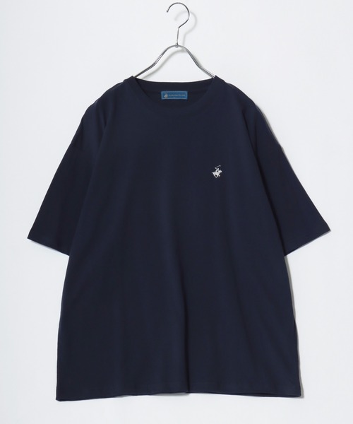 BEVERLY HILLS POLO CLUB(ビバリーヒルズポロクラブ)の「2026SS BEVERLY HILLS POLO CLUB/ビバリーヒルズポロクラブ オーバーサイズ ワンポイント刺繍 無地/ボーダー 半袖Tシャツ レディース メンズ(Tシャツ/カットソー・レディース・ホワイト/ホワイト系その他/スミクロ/ネイビー/ブルー系その他/ブラック/ブラウン系その他/ブラック系その他・M/L/LL)」の11枚目の写真