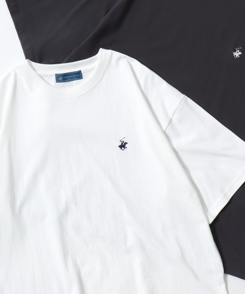 BEVERLY HILLS POLO CLUB(ビバリーヒルズポロクラブ)の「2026SS BEVERLY HILLS POLO CLUB/ビバリーヒルズポロクラブ オーバーサイズ ワンポイント刺繍 無地/ボーダー 半袖Tシャツ レディース メンズ(Tシャツ/カットソー・レディース・ホワイト/ホワイト系その他/スミクロ/ネイビー/ブルー系その他/ブラック/ブラウン系その他/ブラック系その他・M/L/LL)」の21枚目の写真