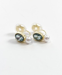 YU-KA:ビジュー&パールミニイヤリング Rhinestone and pearl mini earrings
