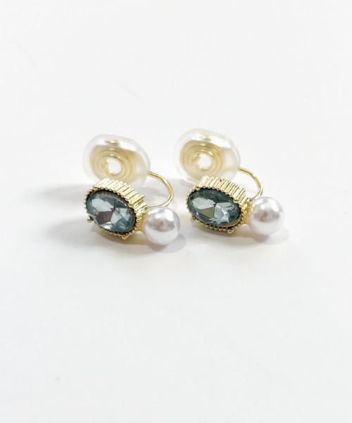 yu-ka(ユーカ)の「YU-KA:ビジュー&パールミニイヤリング Rhinestone and pearl mini earrings(イヤリング・レディース・ゴールド・FREE)」の1枚目の写真