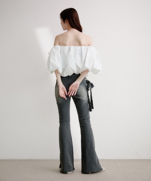 fupel（フぺル）の「volume off-shoulder blouse / ボリュームオフショルダーブラウス（シャツ/ブラウス・レディース・ピンク/ブラック/オフホワイト・FREE）」の9枚目の写真