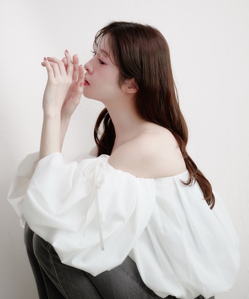 fupel（フぺル）の「volume off-shoulder blouse / ボリュームオフショルダーブラウス（シャツ/ブラウス・レディース・ピンク/ブラック/オフホワイト・FREE）」の20枚目の写真