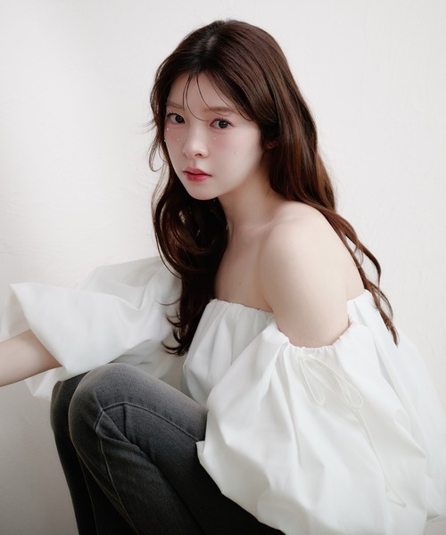 fupel（フぺル）の「volume off-shoulder blouse / ボリュームオフショルダーブラウス（シャツ/ブラウス・レディース・ピンク/ブラック/オフホワイト・FREE）」の19枚目の写真