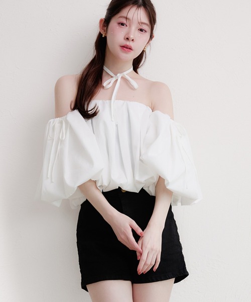 fupel（フぺル）の「volume off-shoulder blouse / ボリュームオフショルダーブラウス（シャツ/ブラウス・レディース・ピンク/ブラック/オフホワイト・FREE）」の17枚目の写真