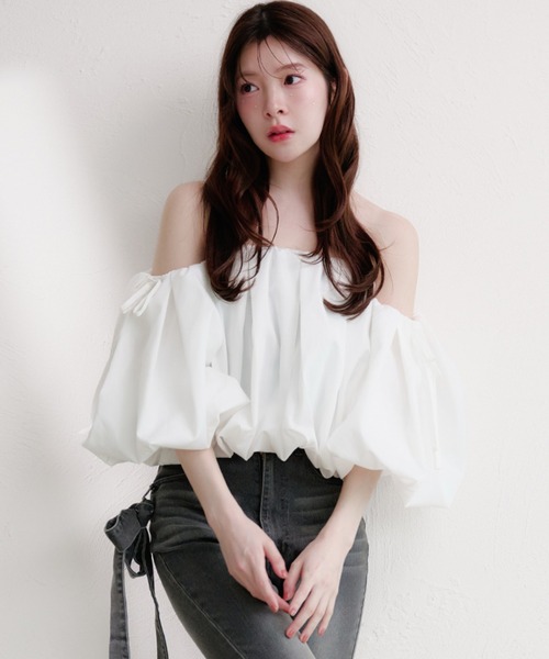 fupel（フぺル）の「volume off-shoulder blouse / ボリュームオフショルダーブラウス（シャツ/ブラウス・レディース・ピンク/ブラック/オフホワイト・FREE）」の10枚目の写真