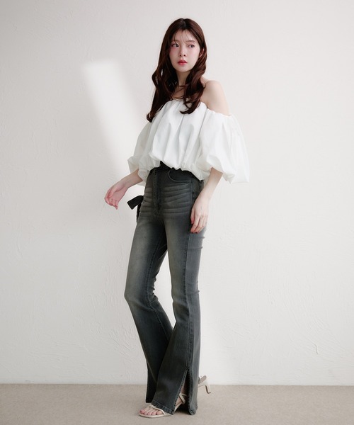fupel（フぺル）の「volume off-shoulder blouse / ボリュームオフショルダーブラウス（シャツ/ブラウス・レディース・ピンク/ブラック/オフホワイト・FREE）」の8枚目の写真