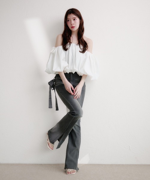 fupel（フぺル）の「volume off-shoulder blouse / ボリュームオフショルダーブラウス（シャツ/ブラウス・レディース・ピンク/ブラック/オフホワイト・FREE）」の7枚目の写真