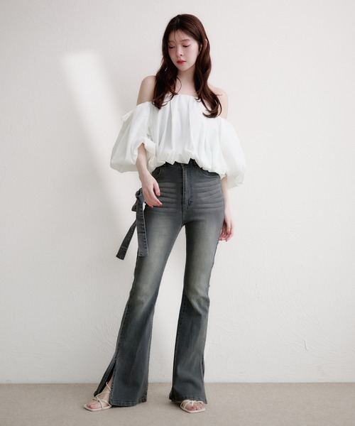 fupel（フぺル）の「volume off-shoulder blouse / ボリュームオフショルダーブラウス（シャツ/ブラウス・レディース・ピンク/ブラック/オフホワイト・FREE）」の5枚目の写真
