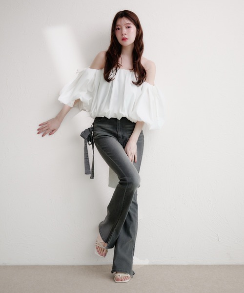 fupel（フぺル）の「volume off-shoulder blouse / ボリュームオフショルダーブラウス（シャツ/ブラウス・レディース・ピンク/ブラック/オフホワイト・FREE）」の6枚目の写真
