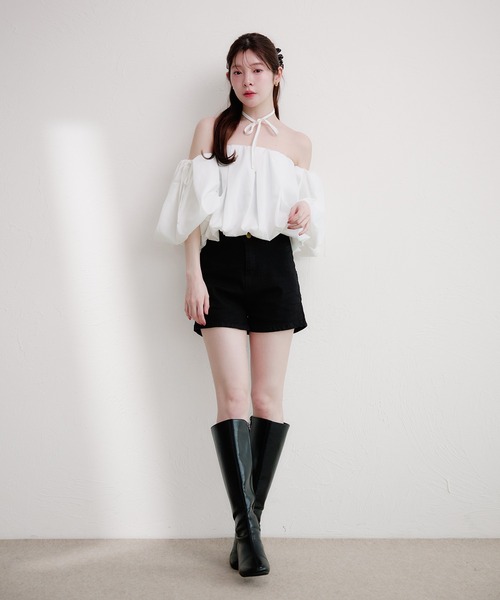 fupel（フぺル）の「volume off-shoulder blouse / ボリュームオフショルダーブラウス（シャツ/ブラウス・レディース・ピンク/ブラック/オフホワイト・FREE）」の13枚目の写真
