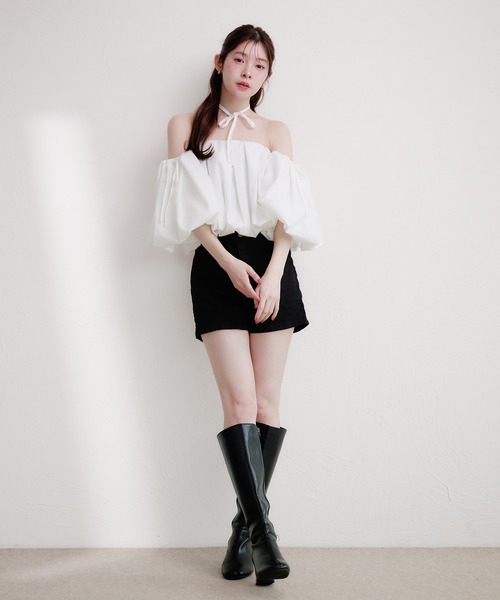 fupel（フぺル）の「volume off-shoulder blouse / ボリュームオフショルダーブラウス（シャツ/ブラウス・レディース・ピンク/ブラック/オフホワイト・FREE）」の12枚目の写真