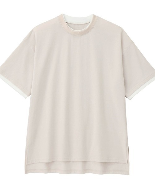 Belle Maison(ベルメゾン)の「何枚あってもうれしい1枚でサマになる究極のTシャツ(Tシャツ/カットソー・キッズ・ブラック/サンドベージュ/グレイッシュブルー・140/150/160/170)」の1枚目の写真