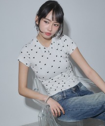 ENVYM（アンビー）の「ハートプリントフィットTシャツ（Tシャツ/カットソー）」
