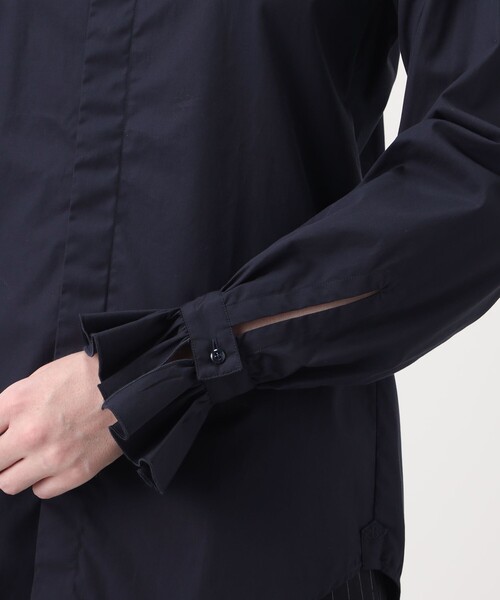 BOURRIENNE ParisX(ブリエンヌパリディス)の「BOURRIENNE BOUDOIR SHIRT フリルシャツ(シャツ/ブラウス・レディース・ネイビー・34)」の8枚目の写真