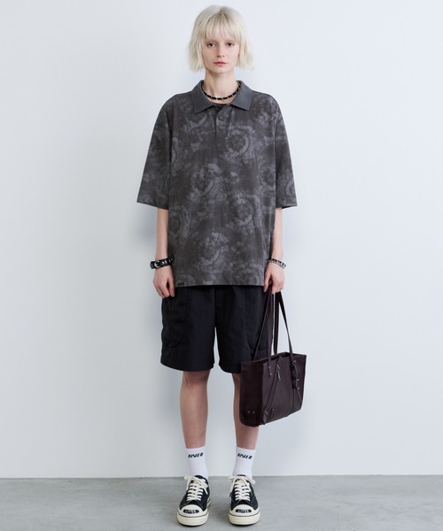 AIVER(アイバー)の「AIVER オパール加工シアー天竺ポロ(ポロシャツ・メンズ・ブラック/グレー・SMALL/MEDIUM/LARGE)」の3枚目の写真