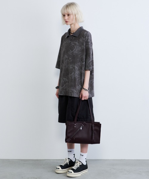 AIVER(アイバー)の「AIVER オパール加工シアー天竺ポロ(ポロシャツ・メンズ・ブラック/グレー・SMALL/MEDIUM/LARGE)」の8枚目の写真