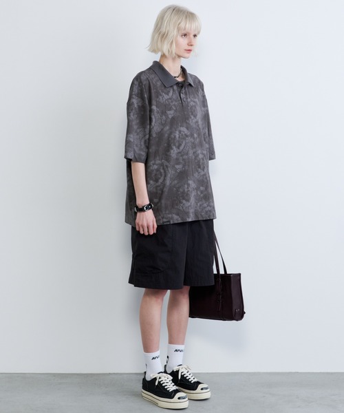 AIVER(アイバー)の「AIVER オパール加工シアー天竺ポロ(ポロシャツ・メンズ・ブラック/グレー・SMALL/MEDIUM/LARGE)」の4枚目の写真