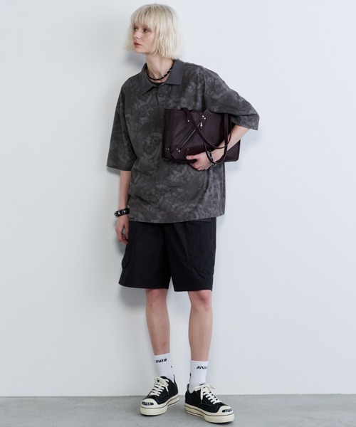 AIVER(アイバー)の「AIVER オパール加工シアー天竺ポロ(ポロシャツ・メンズ・ブラック/グレー・SMALL/MEDIUM/LARGE)」の12枚目の写真