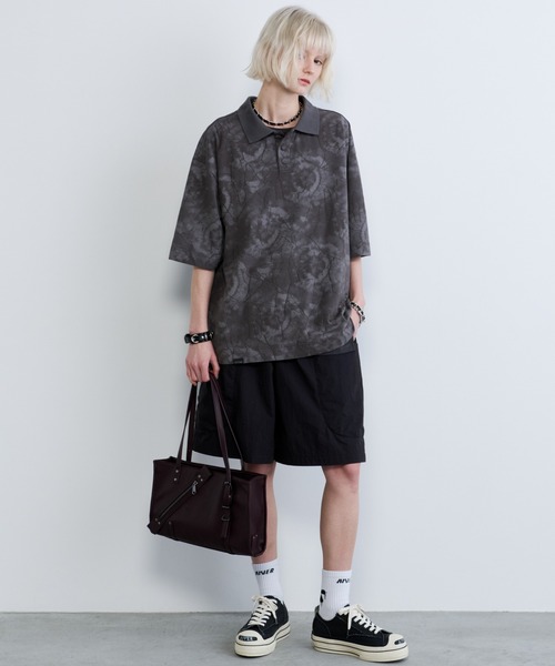 AIVER(アイバー)の「AIVER オパール加工シアー天竺ポロ(ポロシャツ・メンズ・ブラック/グレー・SMALL/MEDIUM/LARGE)」の9枚目の写真