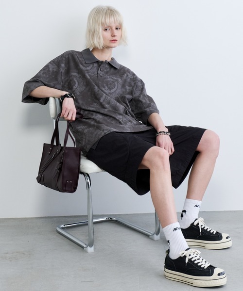 AIVER(アイバー)の「AIVER オパール加工シアー天竺ポロ(ポロシャツ・メンズ・ブラック/グレー・SMALL/MEDIUM/LARGE)」の13枚目の写真