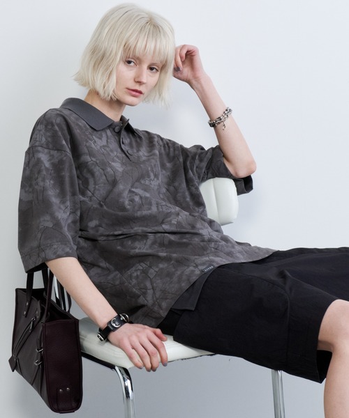 AIVER(アイバー)の「AIVER オパール加工シアー天竺ポロ(ポロシャツ・メンズ・ブラック/グレー・SMALL/MEDIUM/LARGE)」の16枚目の写真