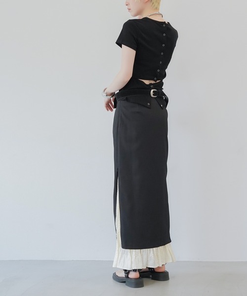chuclla(チュクラ)の「ボタンディーティールTシャツ chw26s249(Tシャツ/カットソー・レディース・ホワイト/ブラック・FREE)」の16枚目の写真