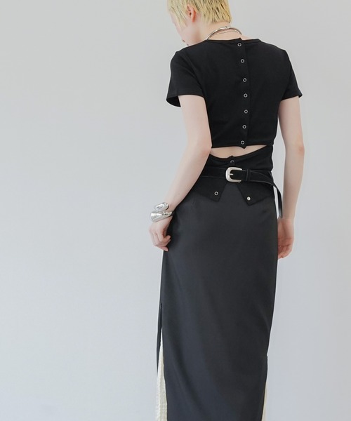 chuclla(チュクラ)の「ボタンディーティールTシャツ chw26s249(Tシャツ/カットソー・レディース・ホワイト/ブラック・FREE)」の17枚目の写真
