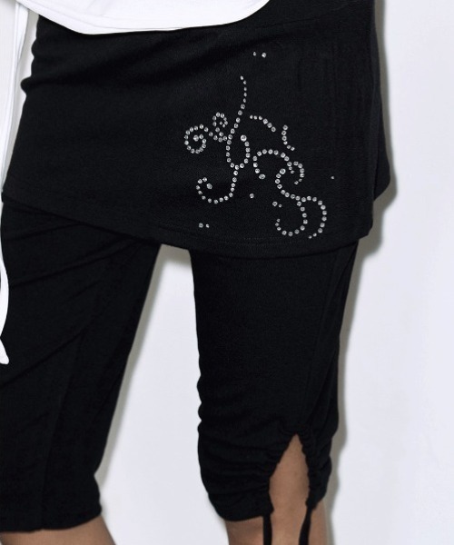 FANCY CLUB(ファンシークラブ)の「A'GEM/9 × .kom 『FANCY CLUB/ファンシークラブ』HOTFIX SHIRRING SKIRT LEGGINGS/ホットフィックスシャーリングスカートレギンス(スカート・レディース・ブラック・FREE)」の2枚目の写真