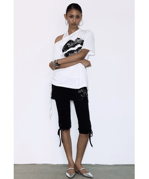 FANCY CLUB(ファンシークラブ)の「A'GEM/9 × .kom 『FANCY CLUB/ファンシークラブ』HOTFIX SHIRRING SKIRT LEGGINGS/ホットフィックスシャーリングスカートレギンス(スカート・レディース・ブラック・FREE)」の5枚目の写真
