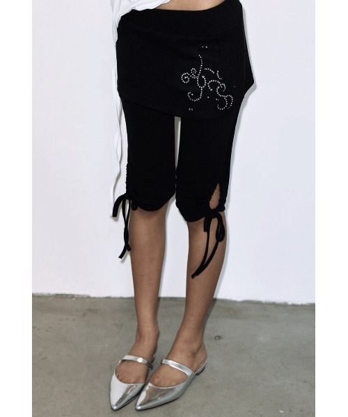 FANCY CLUB(ファンシークラブ)の「A'GEM/9 × .kom 『FANCY CLUB/ファンシークラブ』HOTFIX SHIRRING SKIRT LEGGINGS/ホットフィックスシャーリングスカートレギンス(スカート・レディース・ブラック・FREE)」の3枚目の写真