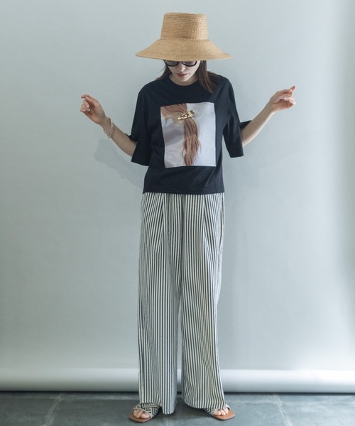 lodie(ロディ)の「バックヘアー プリントT(アクセ付き)(Tシャツ/カットソー・レディース・オフホワイト/ブラック/チャコールグレー・FREE)」の16枚目の写真