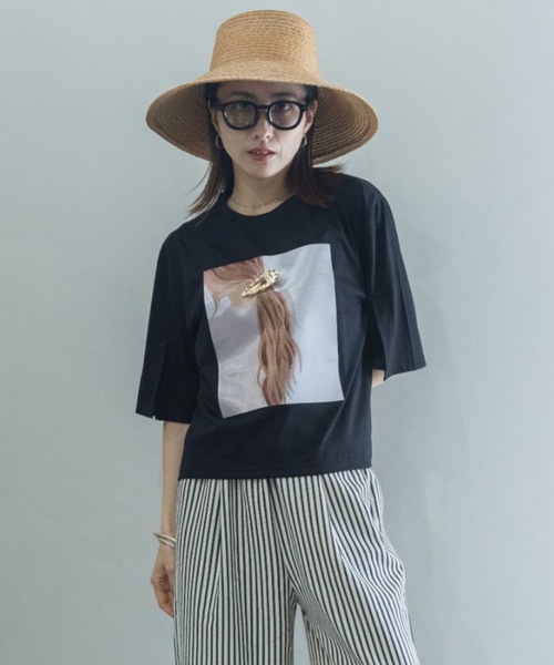 lodie(ロディ)の「バックヘアー プリントT(アクセ付き)(Tシャツ/カットソー・レディース・オフホワイト/ブラック/チャコールグレー・FREE)」の19枚目の写真
