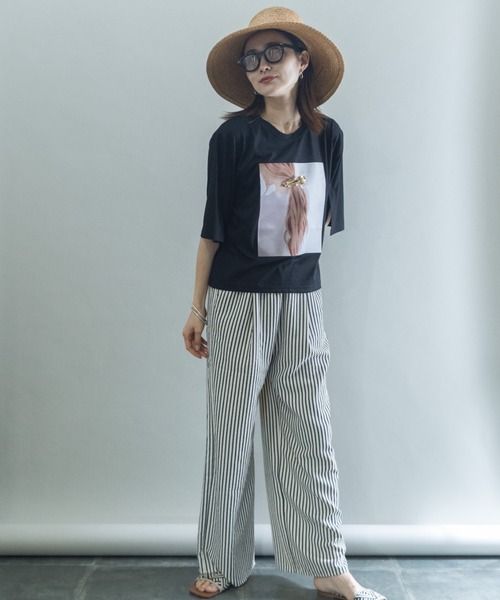 lodie(ロディ)の「バックヘアー プリントT(アクセ付き)(Tシャツ/カットソー・レディース・オフホワイト/ブラック/チャコールグレー・FREE)」の20枚目の写真