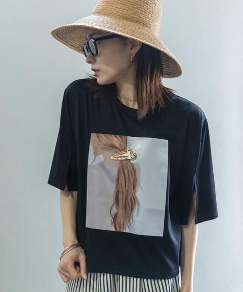 lodie(ロディ)の「バックヘアー プリントT(アクセ付き)(Tシャツ/カットソー・レディース・オフホワイト/ブラック/チャコールグレー・FREE)」の22枚目の写真