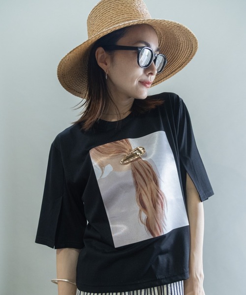 lodie(ロディ)の「バックヘアー プリントT(アクセ付き)(Tシャツ/カットソー・レディース・オフホワイト/ブラック/チャコールグレー・FREE)」の17枚目の写真