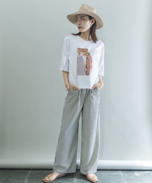 lodie(ロディ)の「バックヘアー プリントT(アクセ付き)(Tシャツ/カットソー・レディース・オフホワイト/ブラック/チャコールグレー・FREE)」の12枚目の写真