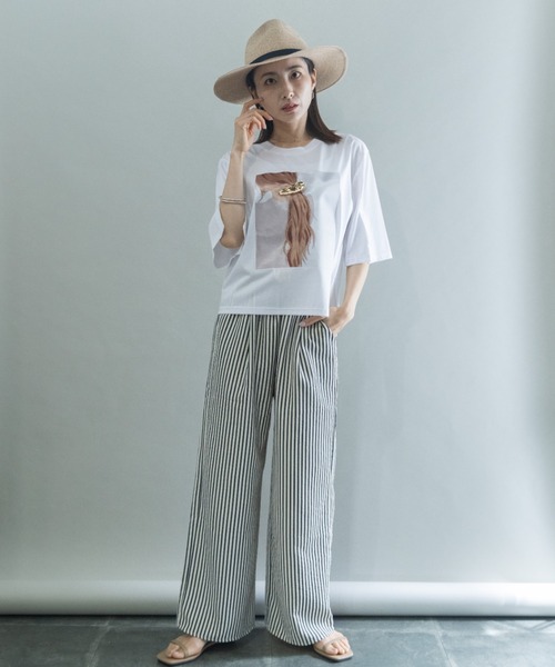 lodie(ロディ)の「バックヘアー プリントT(アクセ付き)(Tシャツ/カットソー・レディース・オフホワイト/ブラック/チャコールグレー・FREE)」の15枚目の写真