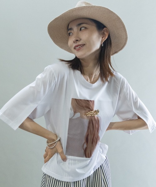 lodie(ロディ)の「バックヘアー プリントT(アクセ付き)(Tシャツ/カットソー・レディース・オフホワイト/ブラック/チャコールグレー・FREE)」の13枚目の写真