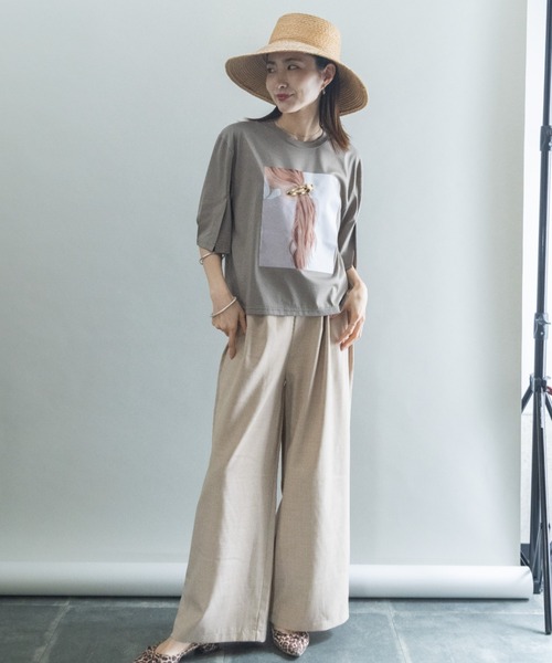 lodie(ロディ)の「バックヘアー プリントT(アクセ付き)(Tシャツ/カットソー・レディース・オフホワイト/ブラック/チャコールグレー・FREE)」の8枚目の写真