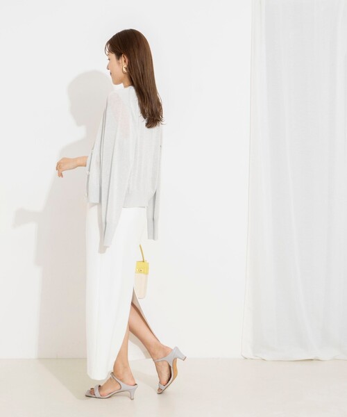 NOLLEY’S(ノーリーズ)の「《手洗い可能/アンサンブル対応》ラメVネックカーディガン(カーディガン/ボレロ・レディース・ベビーピンク/シルバー/ミント/ゴールド・38)」の7枚目の写真