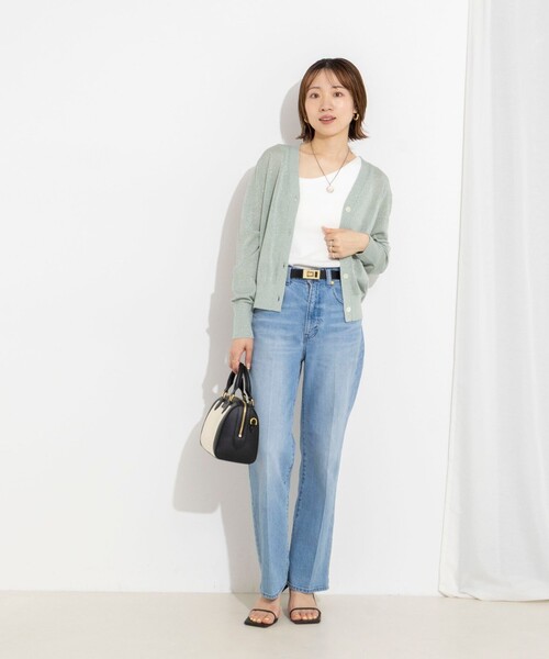 NOLLEY’S(ノーリーズ)の「《手洗い可能/アンサンブル対応》ラメVネックカーディガン(カーディガン/ボレロ・レディース・ベビーピンク/シルバー/ミント/ゴールド・38)」の16枚目の写真