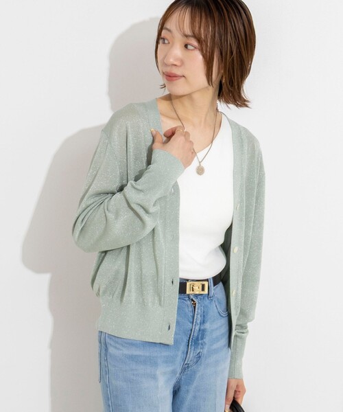 NOLLEY’S(ノーリーズ)の「《手洗い可能/アンサンブル対応》ラメVネックカーディガン(カーディガン/ボレロ・レディース・ベビーピンク/シルバー/ミント/ゴールド・38)」の17枚目の写真