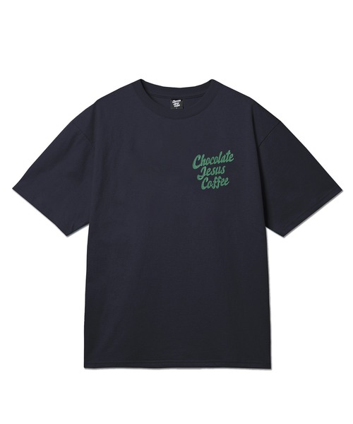 Chocolate Jesus Coffee（チョコレートジーザスコーヒー）の「COFFEE LOGO SS TEE（Tシャツ/カットソー・メンズ・ネイビー/ブルー/レンガ/ブラック/ホワイト・LARGE/MEDIUM/XX-LARGE/X-LARGE/SMALL）」の4枚目の写真