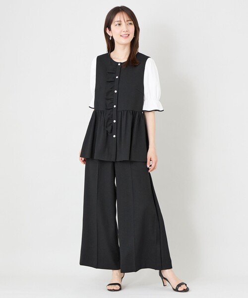 TO BE CHIC(トゥー ビー シック)の「サマーコンフォート タックワイドパンツ(その他パンツ・レディース・ブラック/ライトグレー・40)」の5枚目の写真