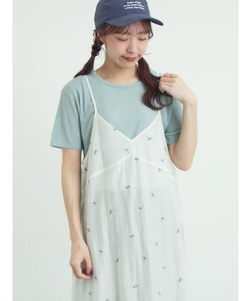 Samansa Mos2(サマンサ モスモス)の「シアー半袖カットソー(Tシャツ/カットソー・レディース・ミント/ブラック/オフホワイト・F)」の4枚目の写真