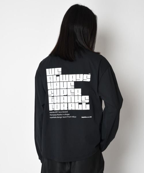 SUPERTHANKS（スーパーサンクス）の「【吸水速乾・接触冷感・抗菌防臭】バックプリントロングTシャツ[pop logo] Functional L/S T-shirt（Tシャツ/カットソー・メンズ・ホワイト/ピンク/ブラック/グレー・M/S/L）」の2枚目の写真